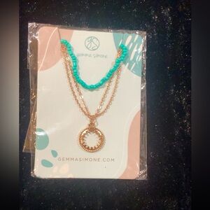 Gemma Simone Rose Gold and Turquoise Layered Necklace